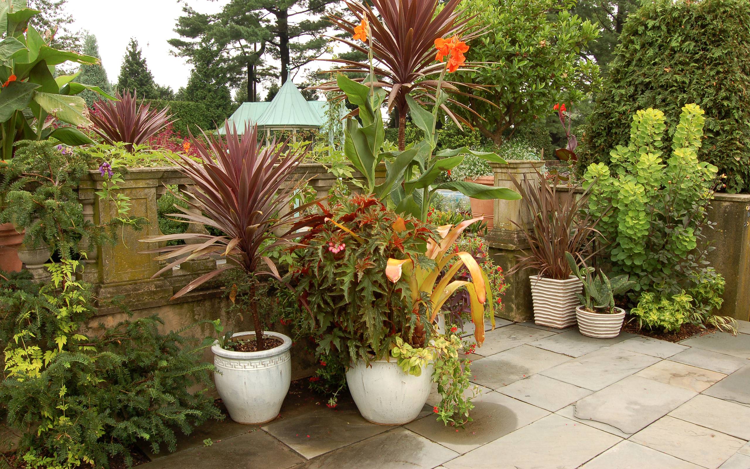 A private lawn framed by mature planting